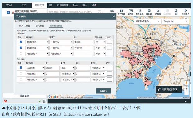 東京都または神奈川県で人口総数が250,000以上の市区町村を抽出して表示した図